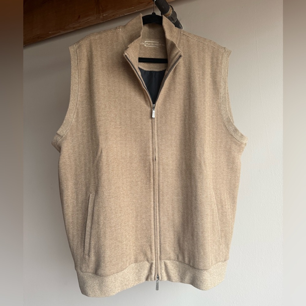 Carnoustie Vest Jacket Mens XL Camel Herringbone Full Zip